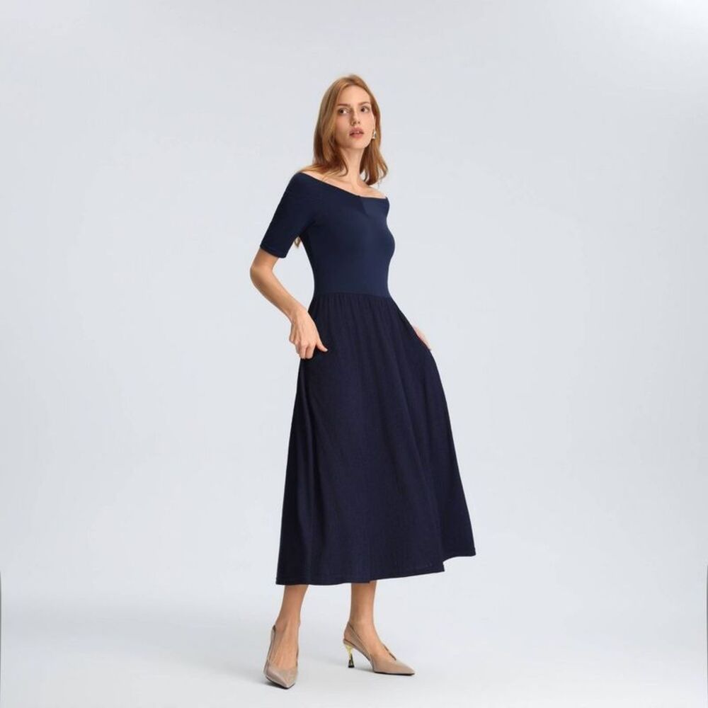 a new day Navy Off-Shoulder Strapless Midi Dress